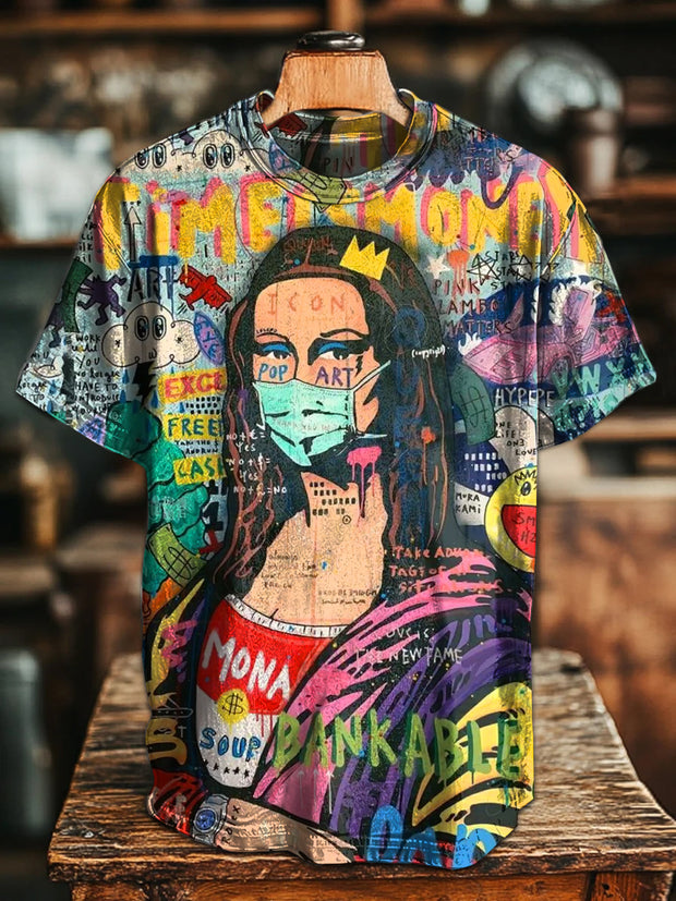 Retro Fashion Graffiti Art Print Casual T-Shirt