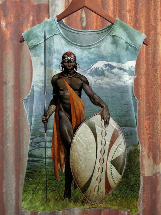 Vintage King Shaka Art Print Lounge Tank Top