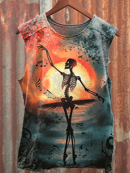 Men's Casual Skeleton Printed Tank Top