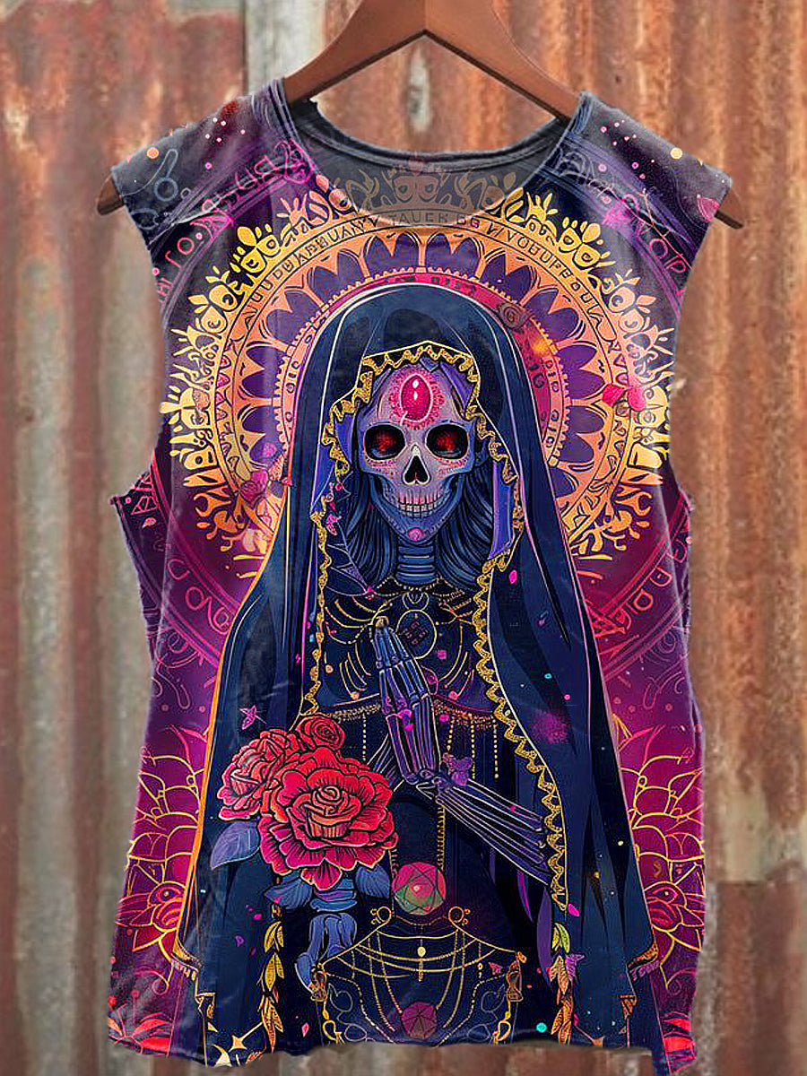 Men's Casual Nun Skull Printed Tank Top