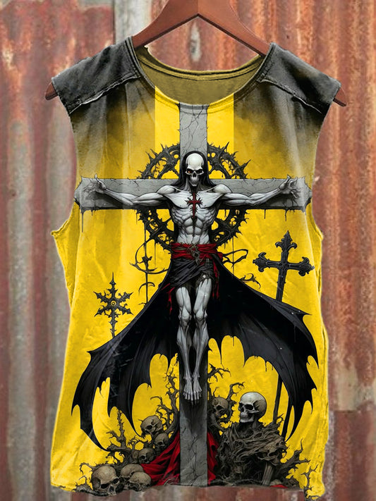 Men's Casual Cross Skull Printed Tank Top