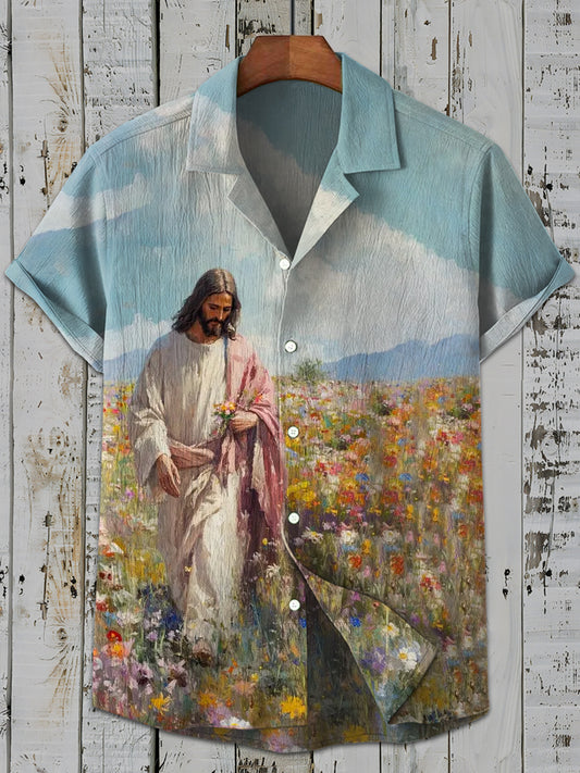 Vintage Gorgeous Jesus Art Print Casual Shirt