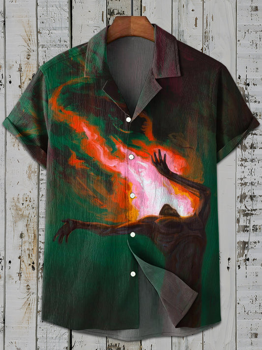 Retro Graffiti Art Print Casual Shirt