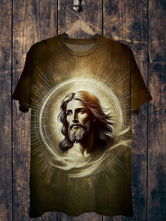 Jesus Printed Vintage Fashion Loose Short Sleeve T-Shirt