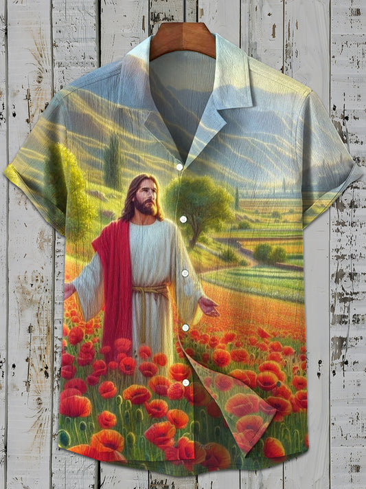 Vintage Gorgeous Jesus Art Print Casual Shirt