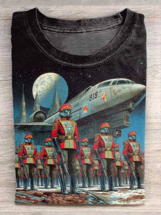 Retro Technology Era Art Print Casual T-Shirt