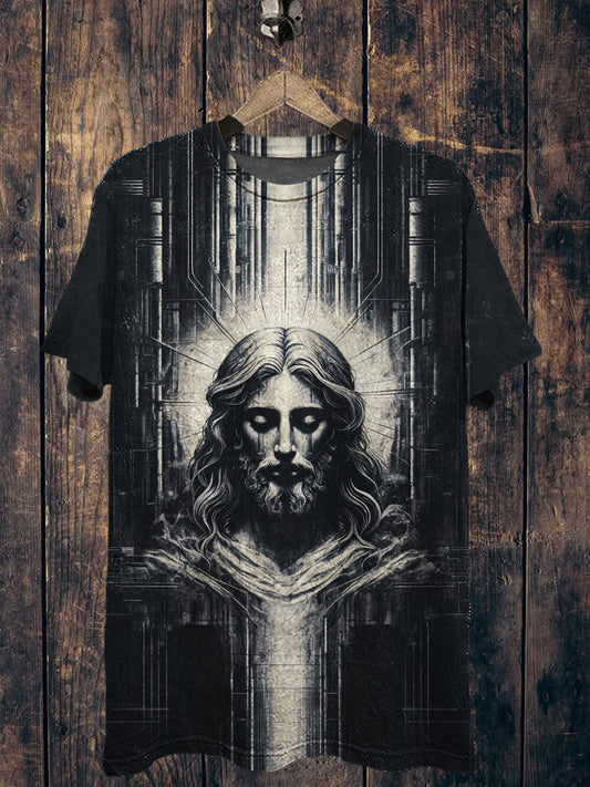 Jesus Printed Vintage Fashion Loose Short Sleeve T-Shirt