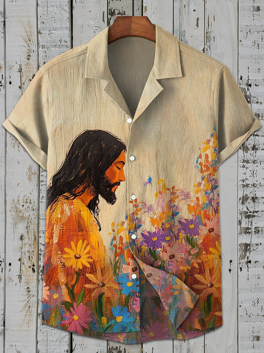 Vintage Gorgeous Jesus Art Print Casual Shirt