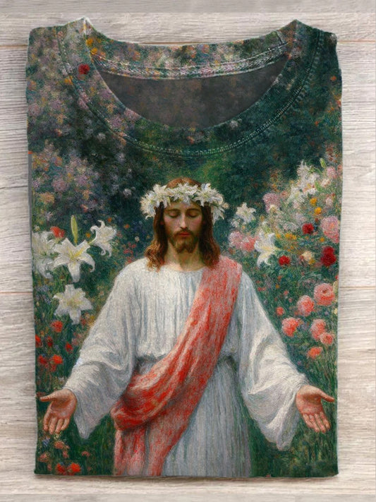 Vintage Gorgeous Jesus Art Print Casual T-shirt