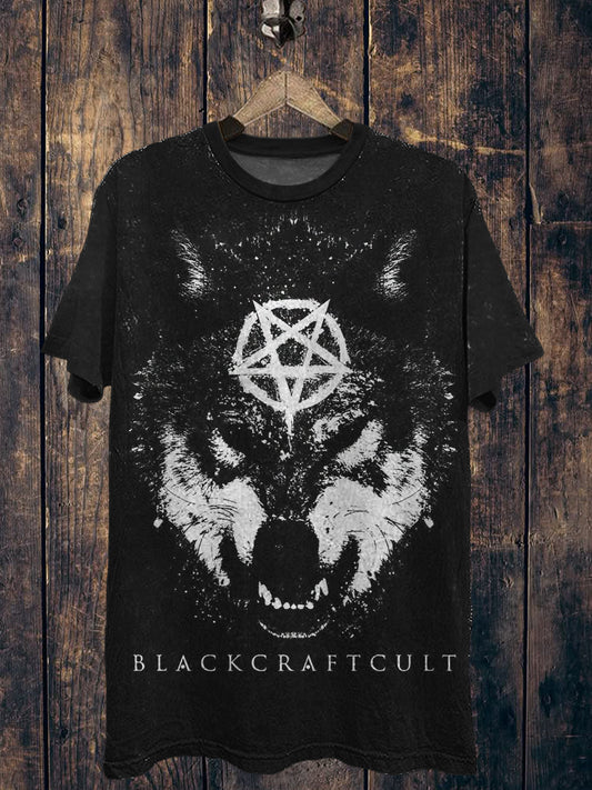 Wolf Printed Vintage Fashion Loose Short Sleeve T-Shirt