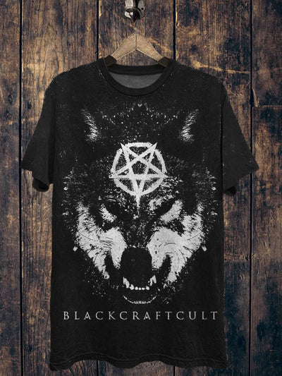 Wolf Printed Vintage Fashion Loose Short Sleeve T-Shirt