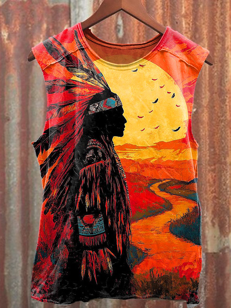 Men's Casual Native American Printed Tank Top