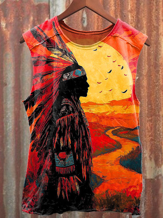 Men's Casual Native American Printed Tank Top