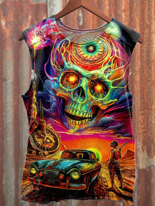 Retro Sci-Fi Era Art Print Casual Cotton Tank Top