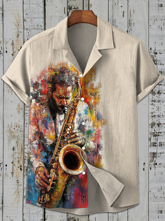 Vintage Gorgeous Jazz Music Art Print Casual Shirt