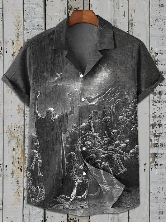 Vintage Skull Art Print Casual Shirt