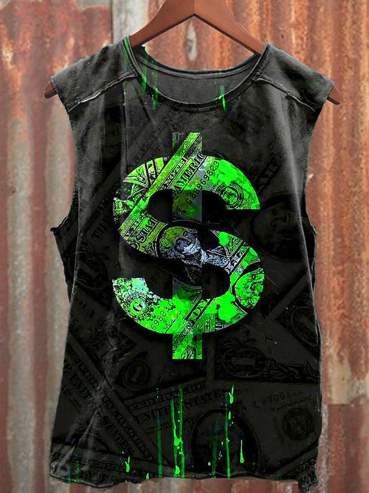 Men's Casual Money Printed Tank Top