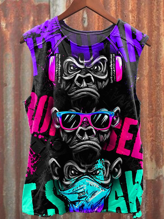 Men's Casual Monkey Printed Tank Top