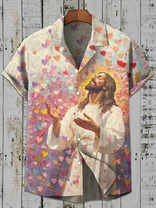 Vintage Gorgeous Jesus Art Print Casual Shirt