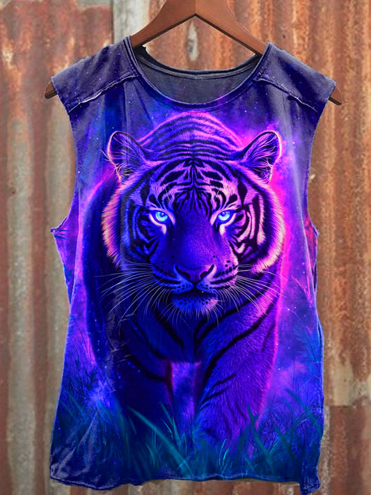 Men's Casual Tiger Printed Tank Top