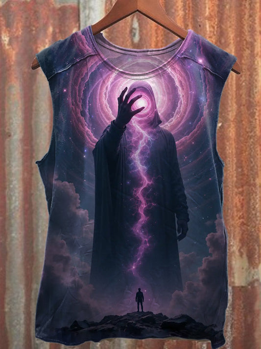 Fashion Spiral World Art Print Cotton Tank Top