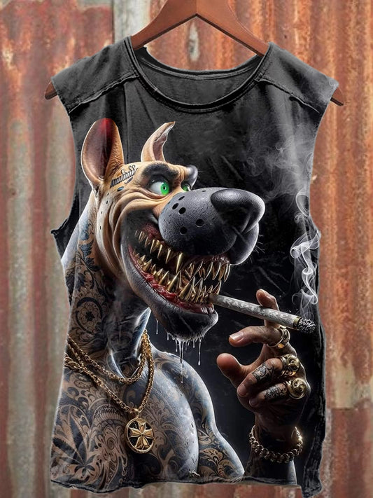 Fashion Funny Dog Art Print Cotton Tank Top