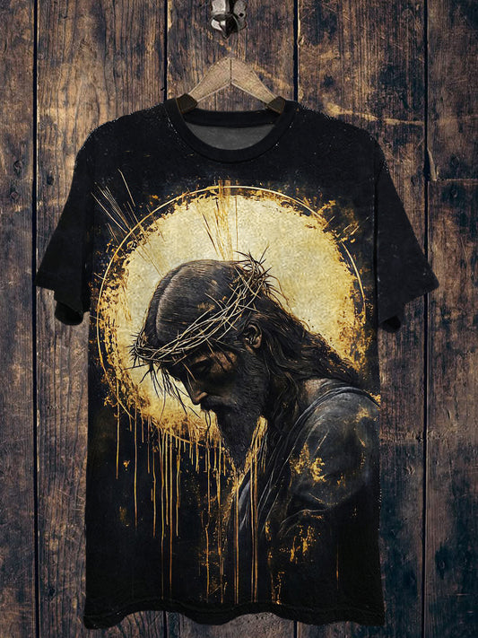 Jesus Printed Vintage Fashion Loose Short Sleeve T-Shirt