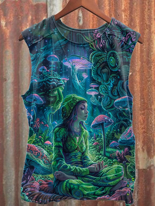 Retro Fashion Fantasy World Art Print Cotton Tank Top