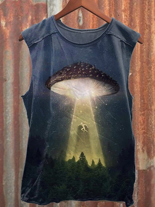 Retro Fashion Alien Art Print Cotton Tank Top
