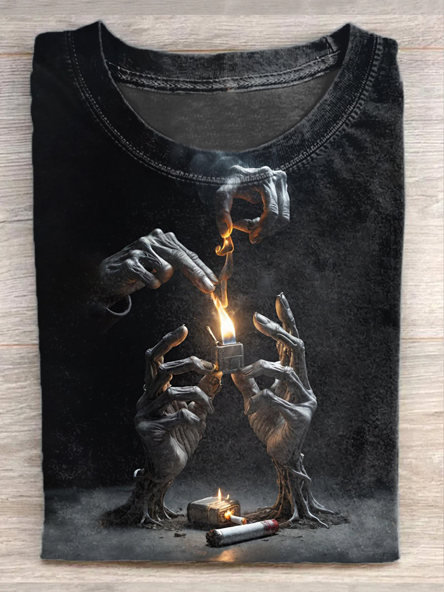 Vintage Underground Abyss Illustration Art Print Cotton T-shirt