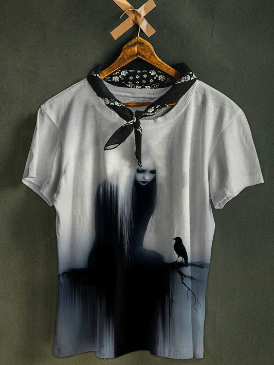 Retro Fashion Illustration Art Print Casual T-Shirt
