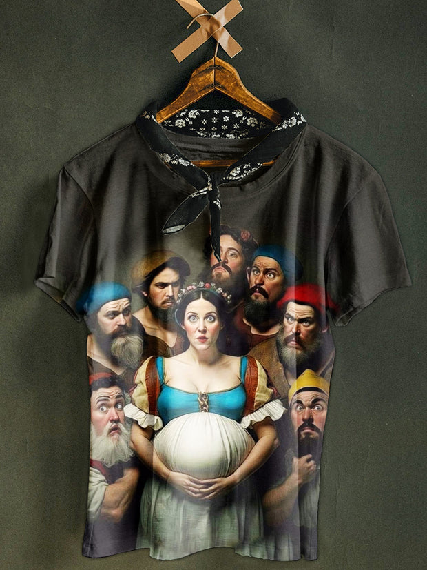 Retro Fairy Tale World Art Print Casual T-Shirt