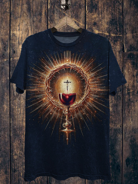 Cross Printed Vintage Fashion Loose Short Sleeve T-Shirt