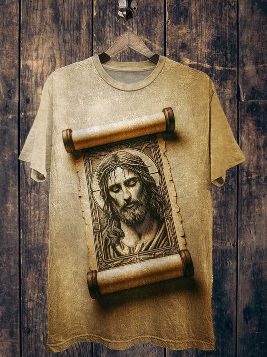 Jesus Printed Vintage Fashion Loose Short Sleeve T-Shirt