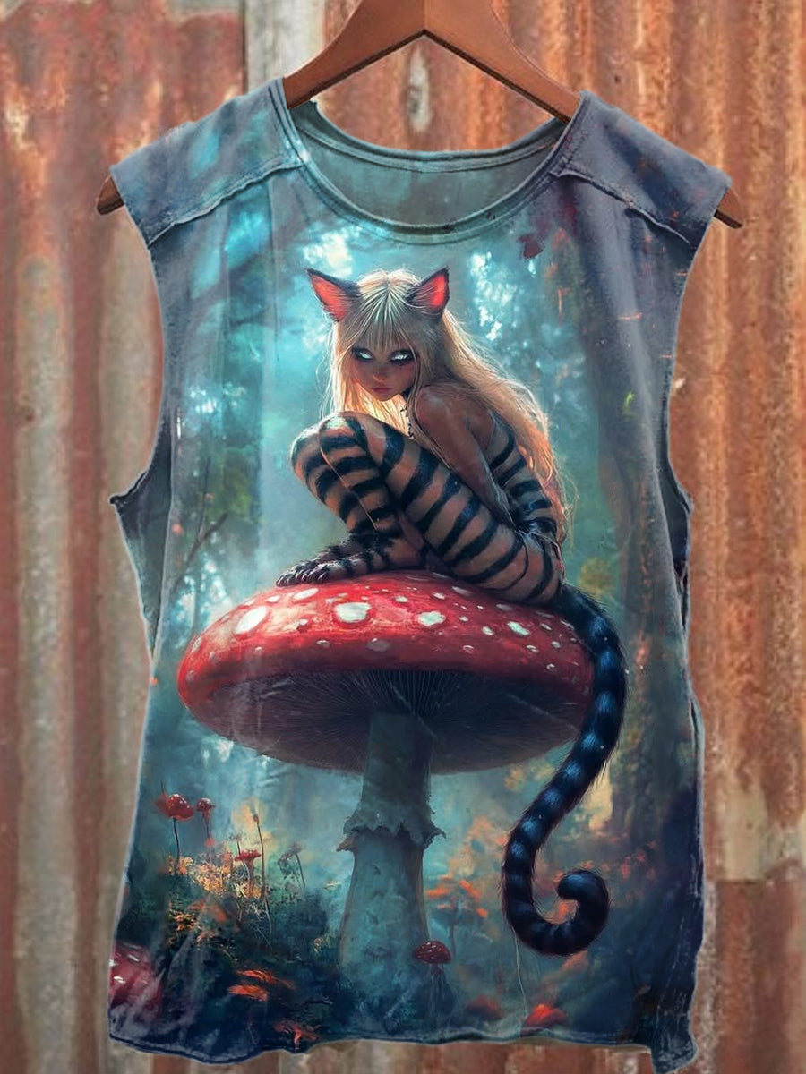 Retro Fairy Tale Art Print Casual Cotton Tank Top