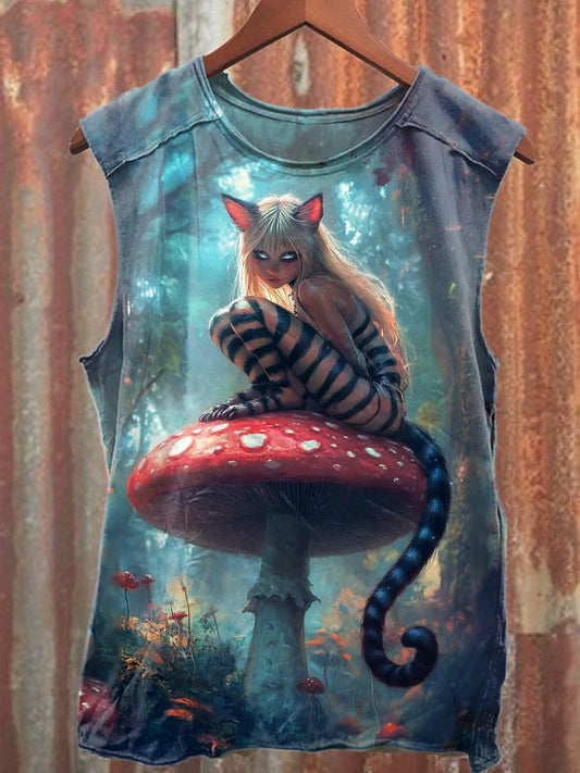 Retro Fairy Tale Art Print Casual Cotton Tank Top