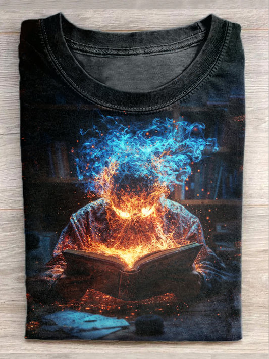 Retro Bible Book Illustration Art Print Casual T-shirt