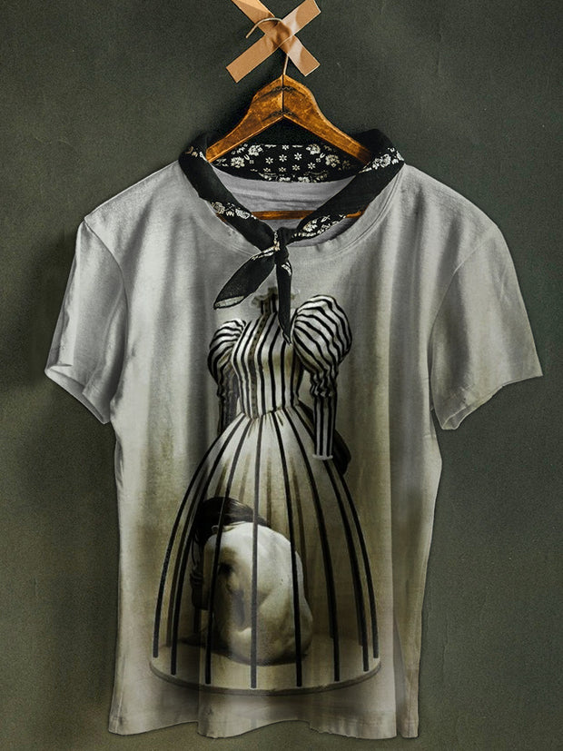 Retro Fashion Illustration Art Print Casual T-Shirt