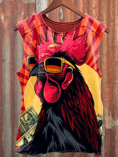 Men's Casual Rooster Printed Tank Top