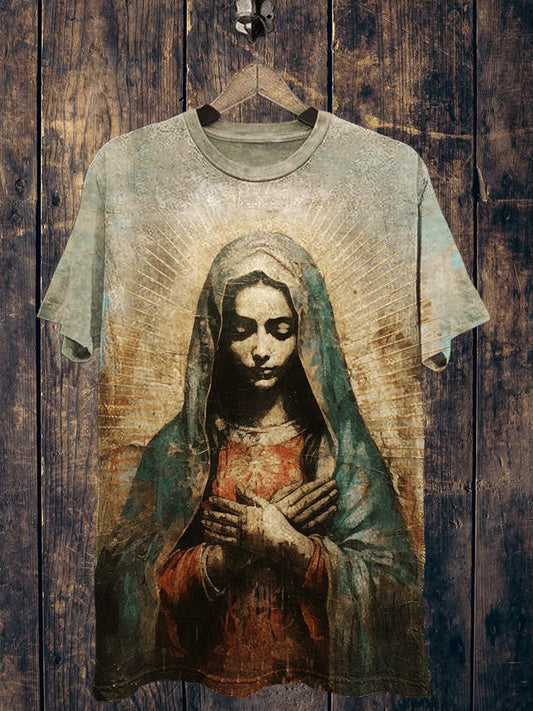 Religion Printed Vintage Fashion Loose Short Sleeve T-Shirt