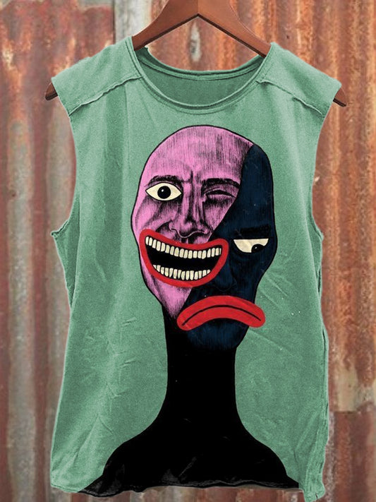 Vintage Graffiti Art Print Casual Tank Top