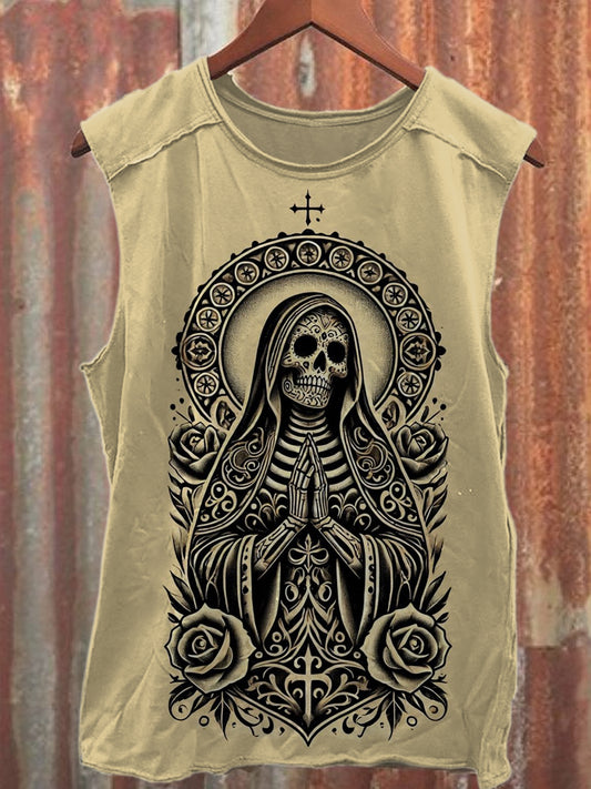 Retro Skull Graffiti Art Print Casual Tank Top
