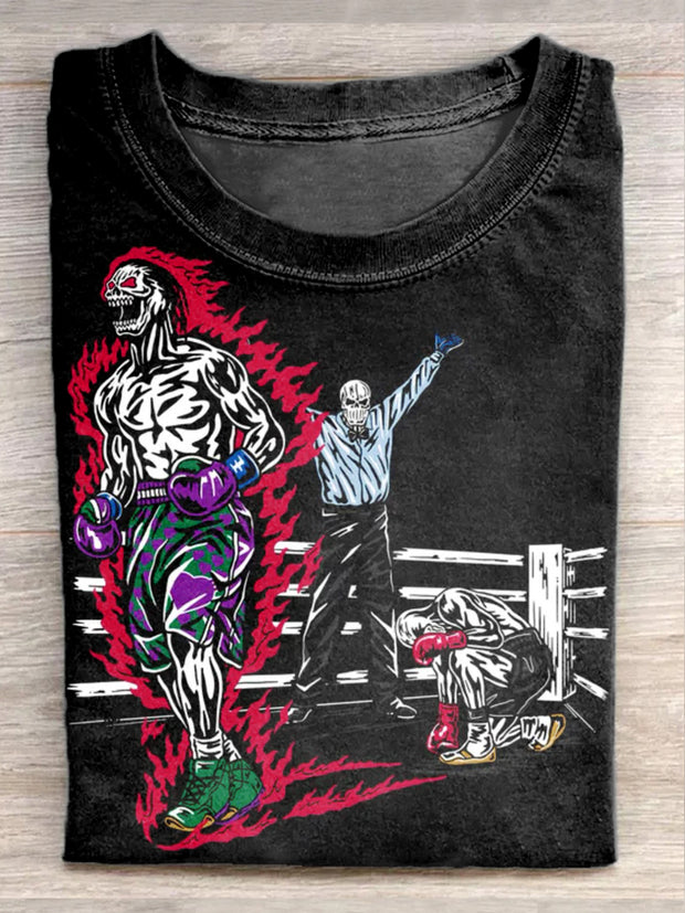 Retro Boxing Club Art Print Cotton T-Shirt