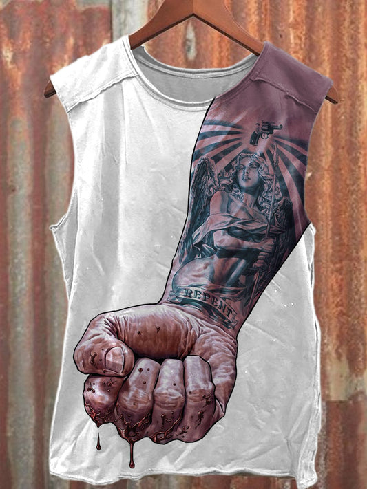Retro Boxing Club Art Print Cotton Tank Top