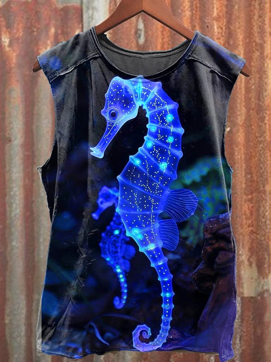 Men's Casual Seahorse Printed Tank Top