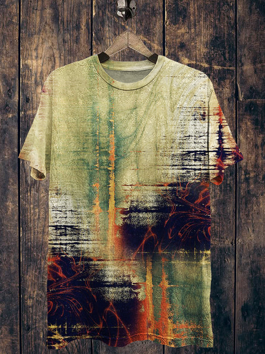 Abstract Printed Vintage Fashion Loose Short Sleeve T-Shirt
