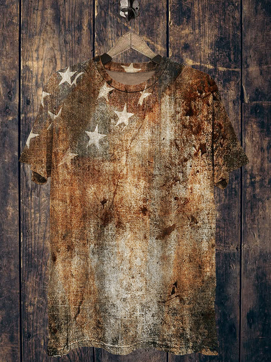 Abstract Printed Vintage Fashion Loose Short Sleeve T-Shirt