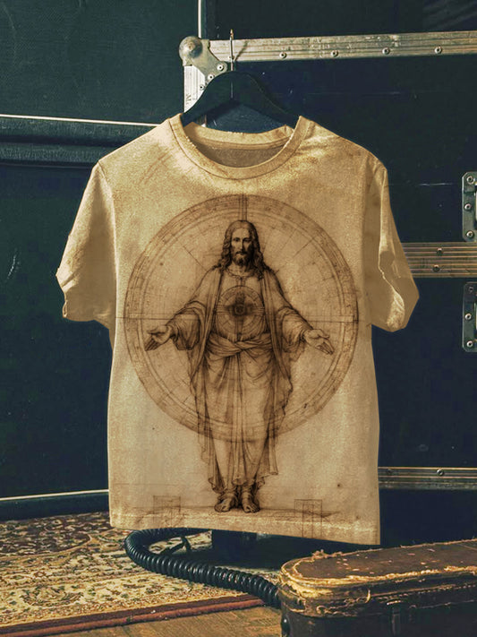 Vintage Art Print Casual Cotton T-Shirt
