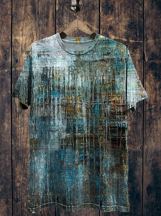 Abstract Printed Vintage Fashion Loose Short Sleeve T-Shirt
