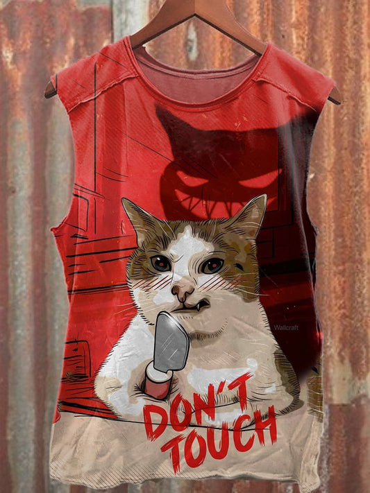 Funny Cat Art Print Casual Cotton Tank Top